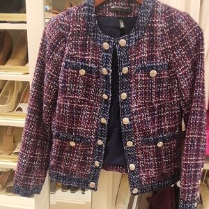 White House Black MARKET Multicolor Tweed Blazer - Pink and Blue